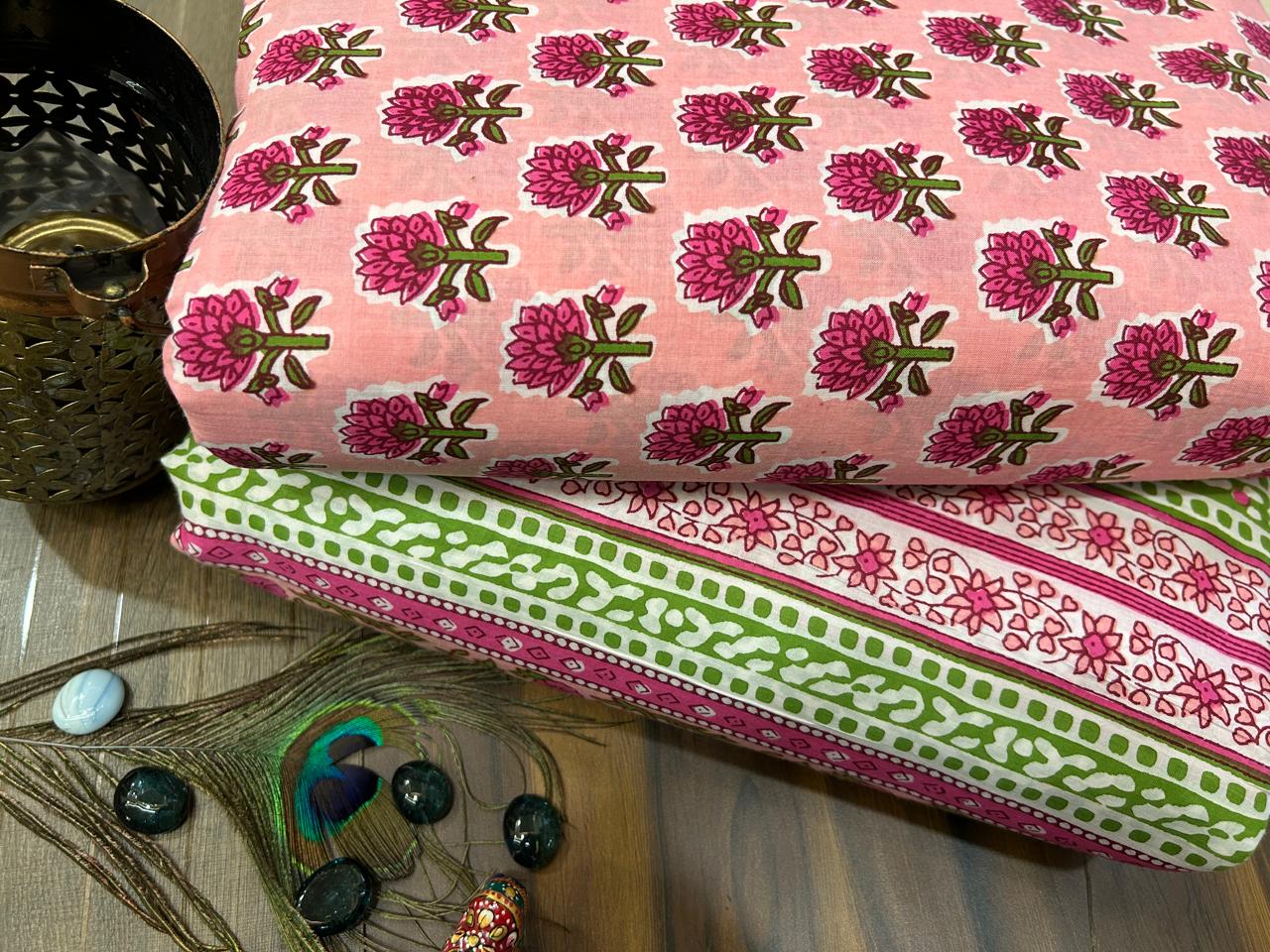 Cotton Printed Two Pc Fabric Set