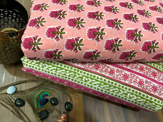 Cotton Printed Two Pc Fabric Set