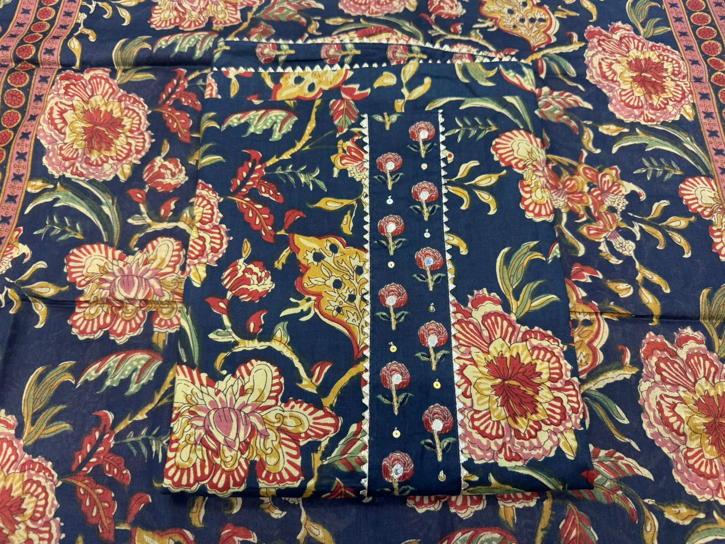 Cotton Embroidery Suit with Cotton Dupatta