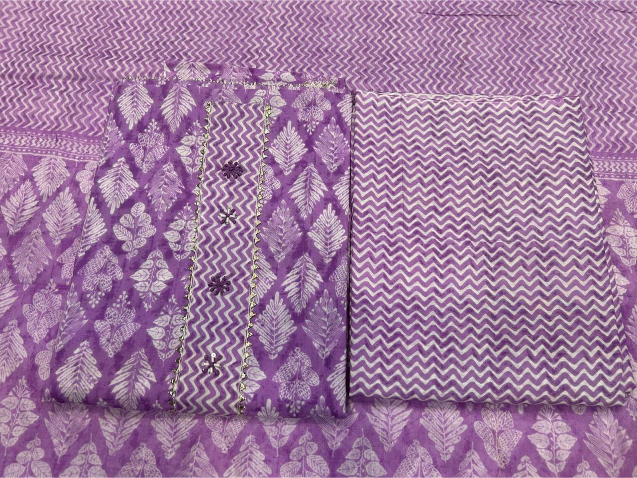 Cotton Embroidery Suit with Cotton Dupatta