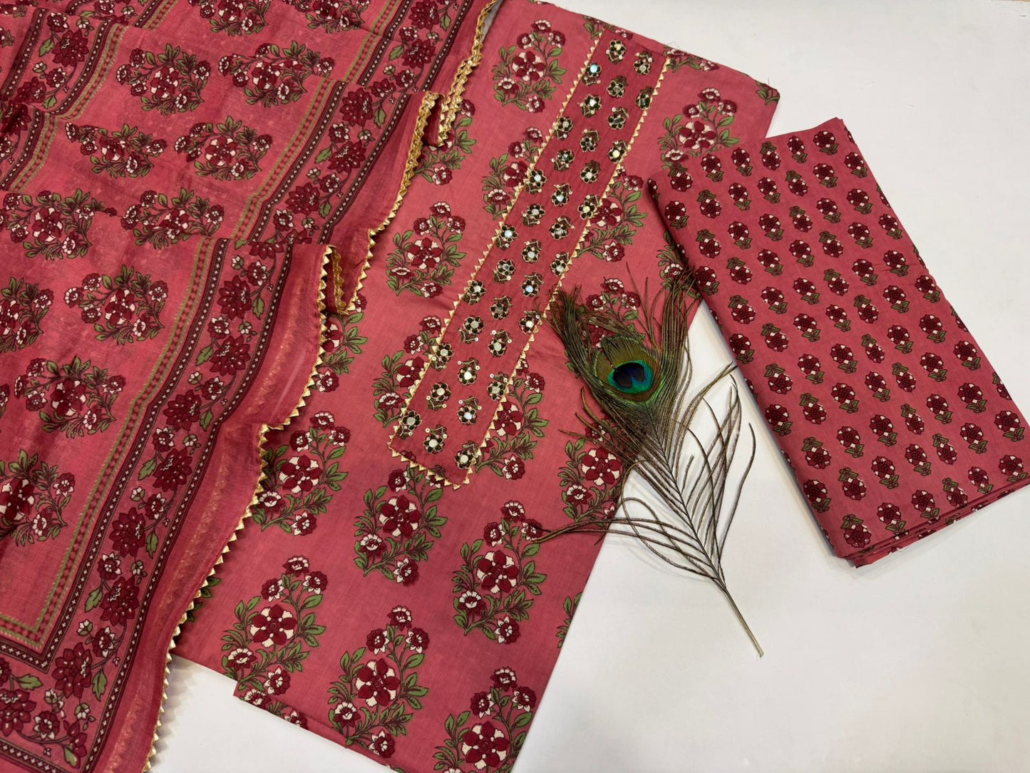 Cotton Embroidery Suit with Cotton Dupatta