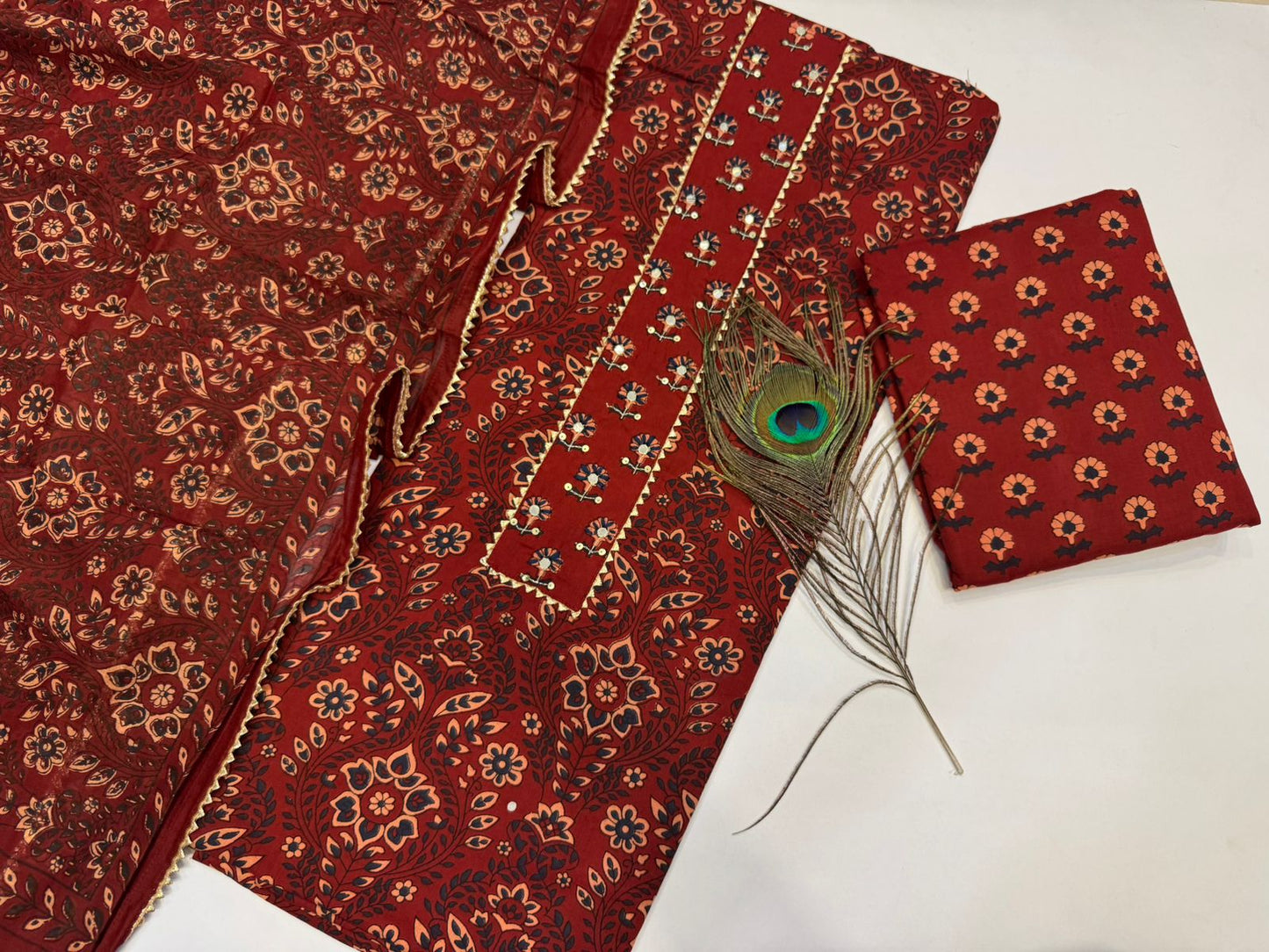 Cotton Embroidery Suit with Cotton Dupatta