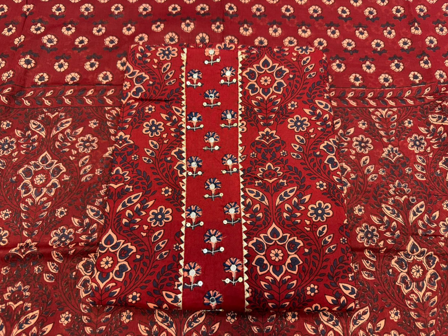 Cotton Embroidery Suit with Cotton Dupatta
