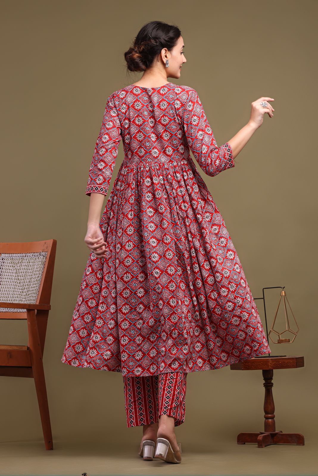 cotton printed kurti pant set