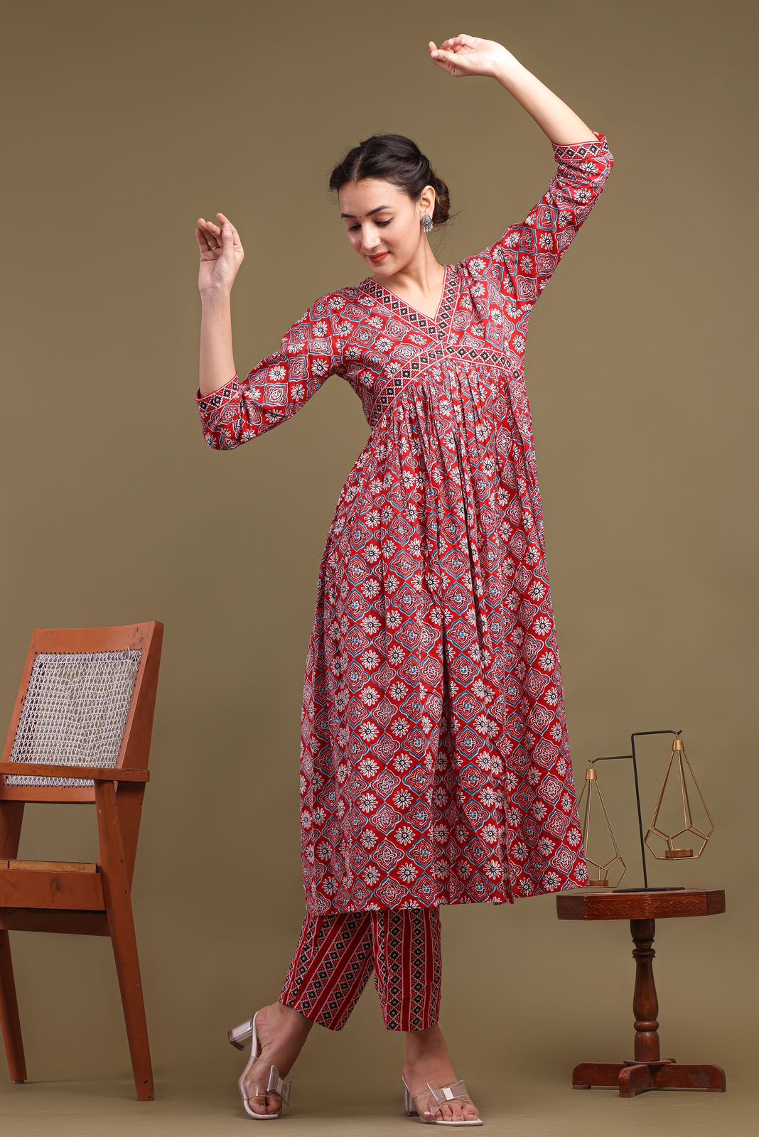 cotton printed kurti pant set