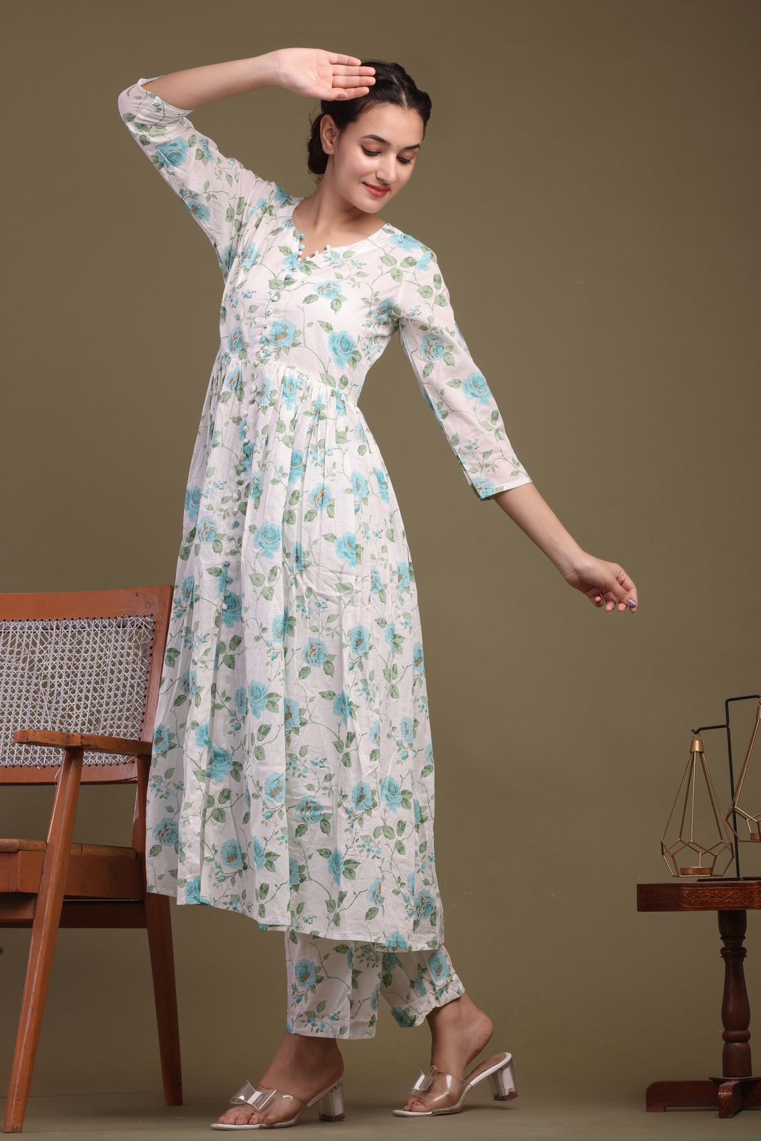 cotton printed kurti pant set