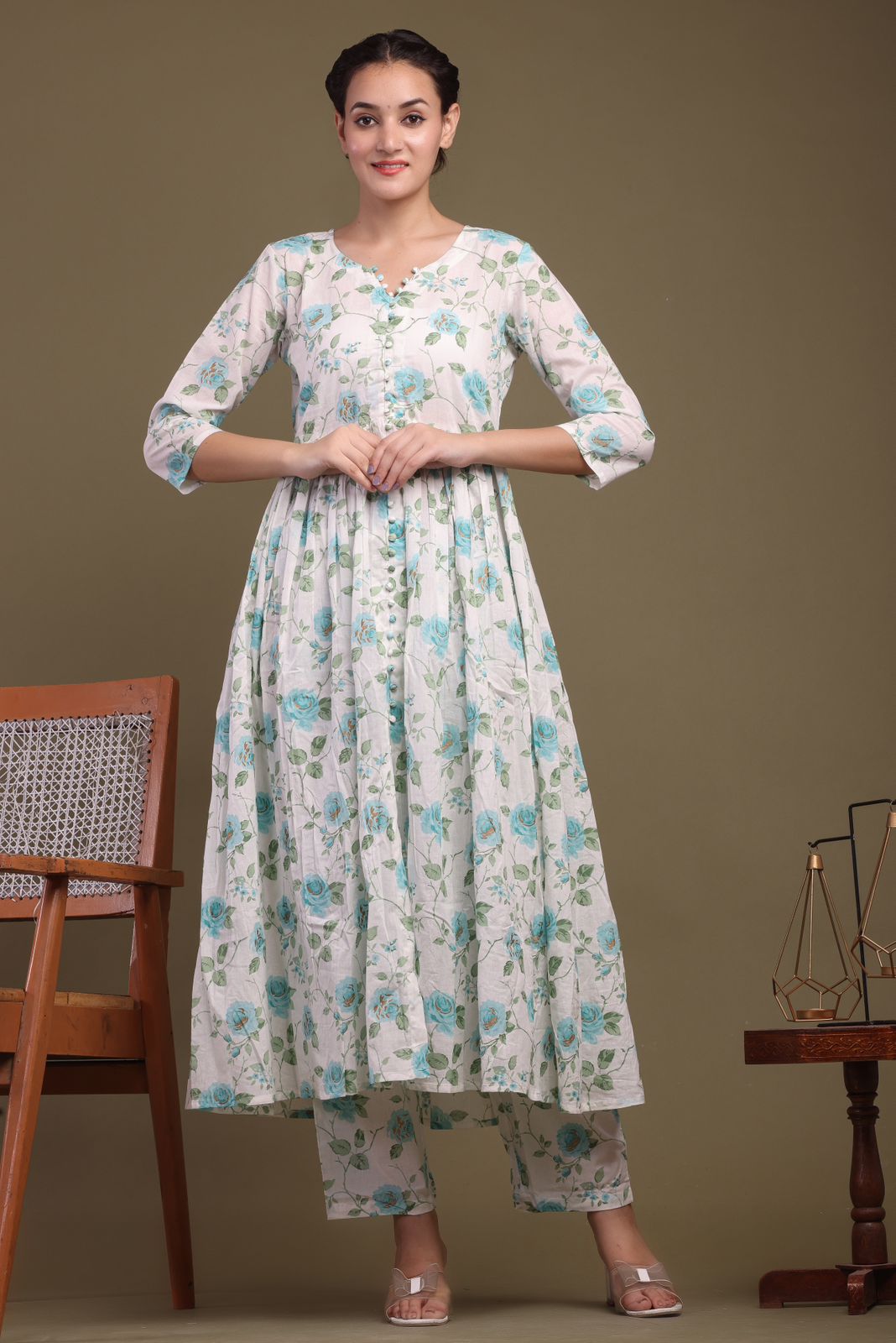 cotton printed kurti pant set