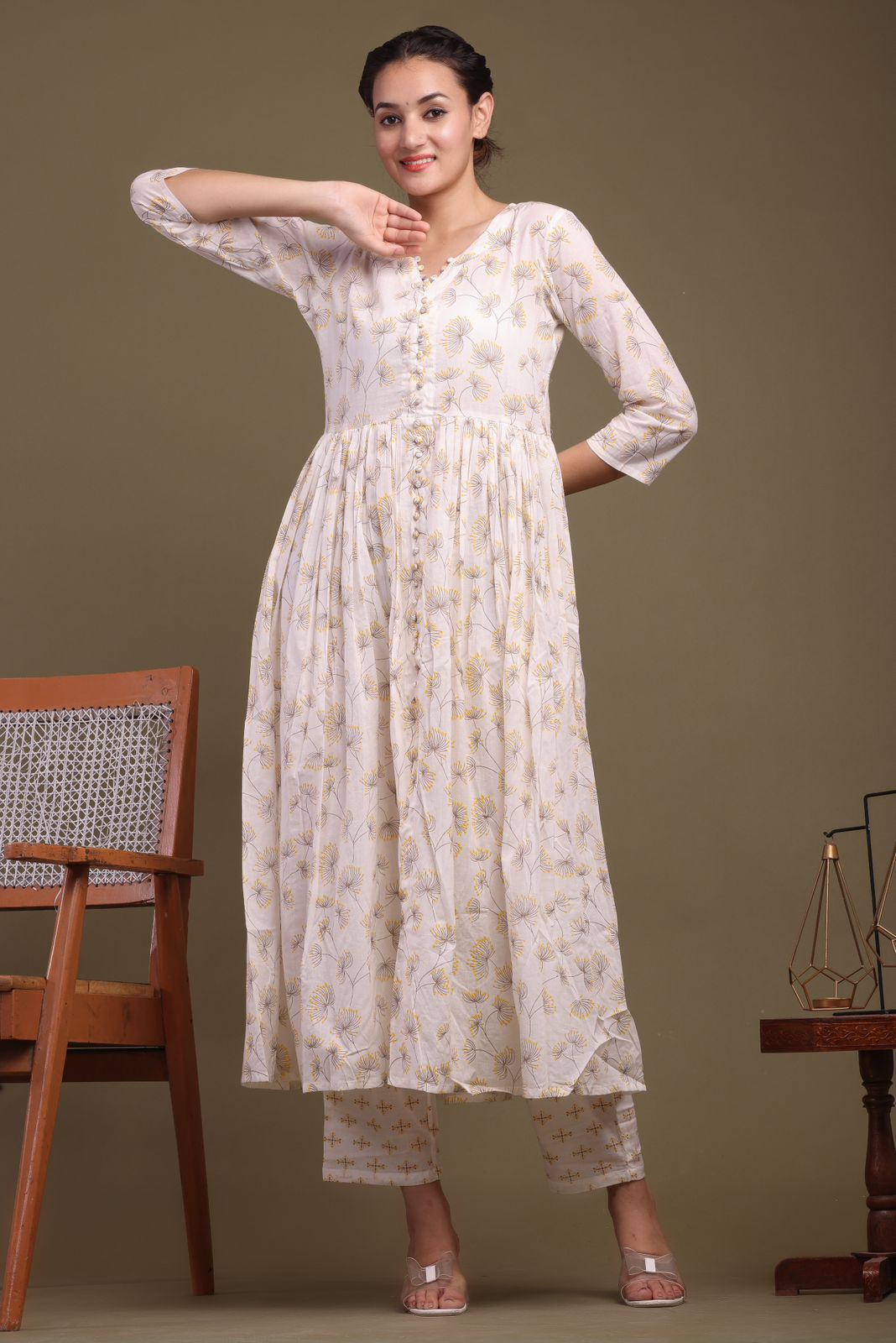 cotton printed kurti pant set