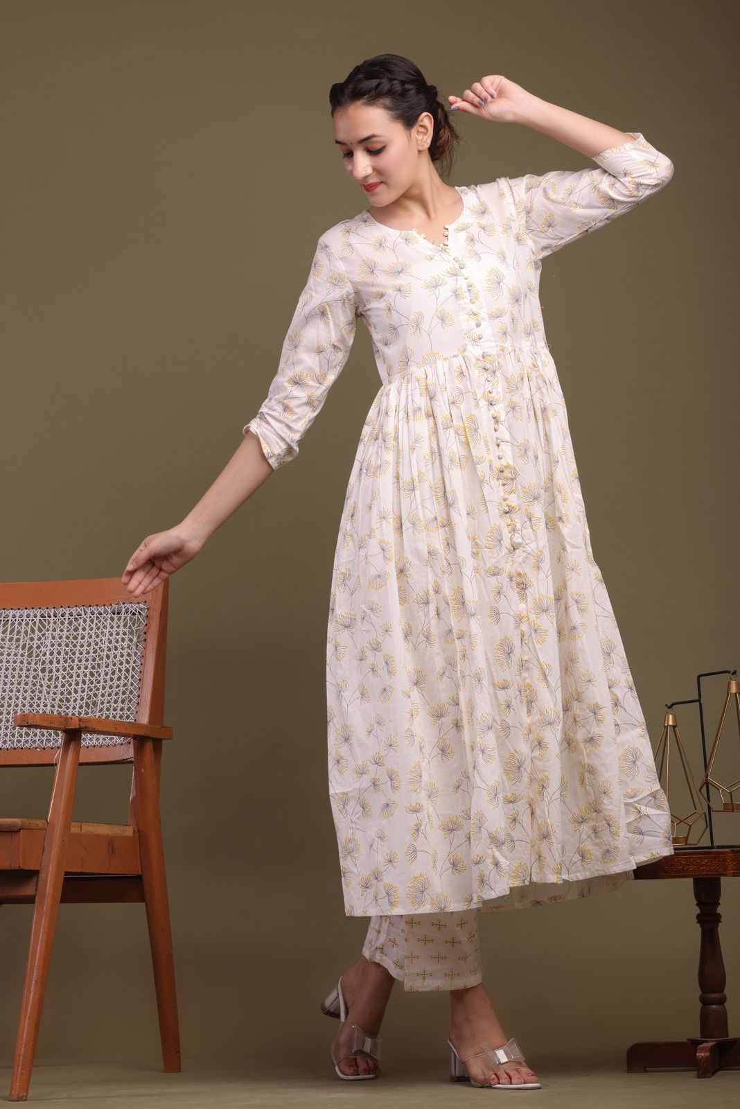 cotton printed kurti pant set
