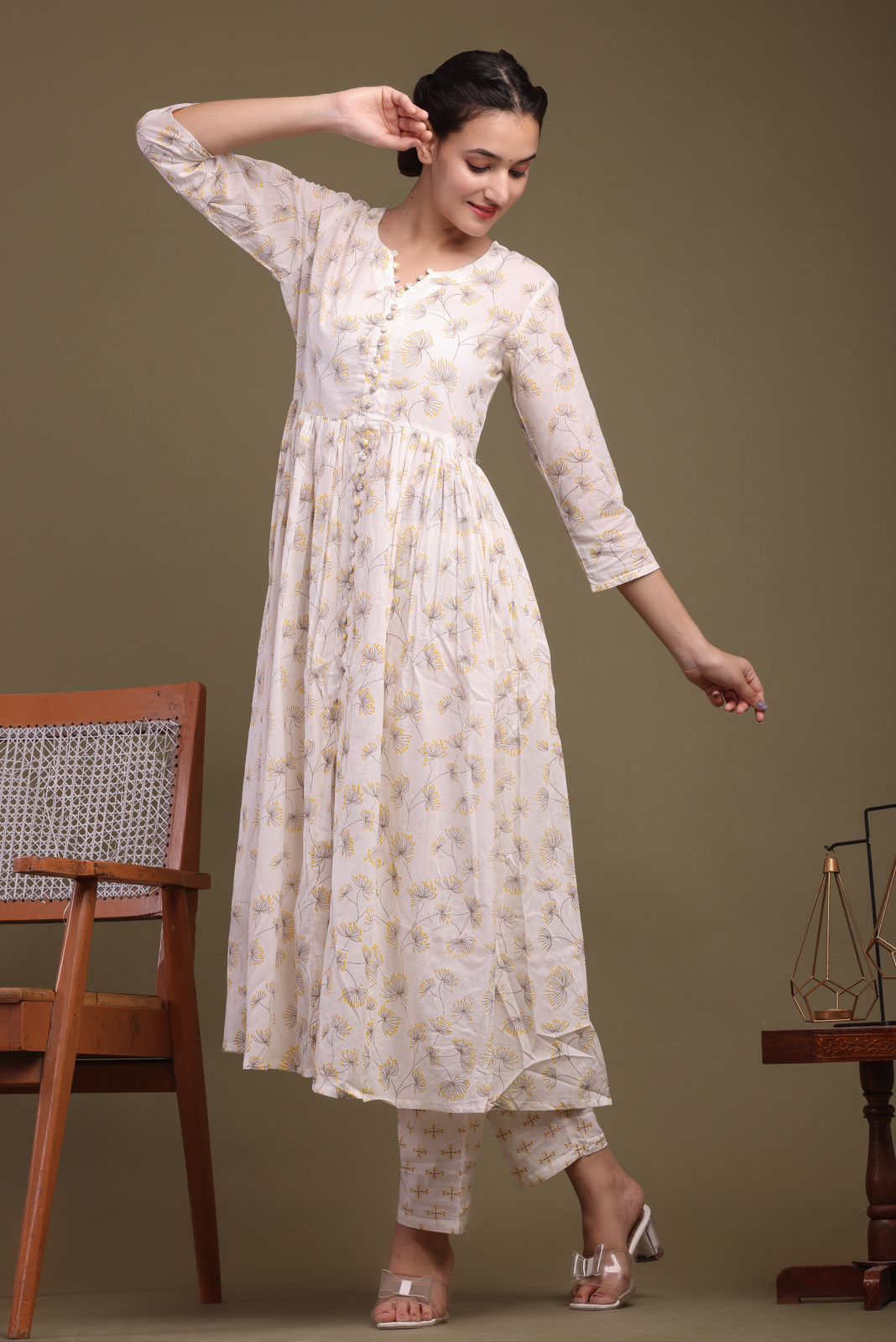 cotton printed kurti pant set