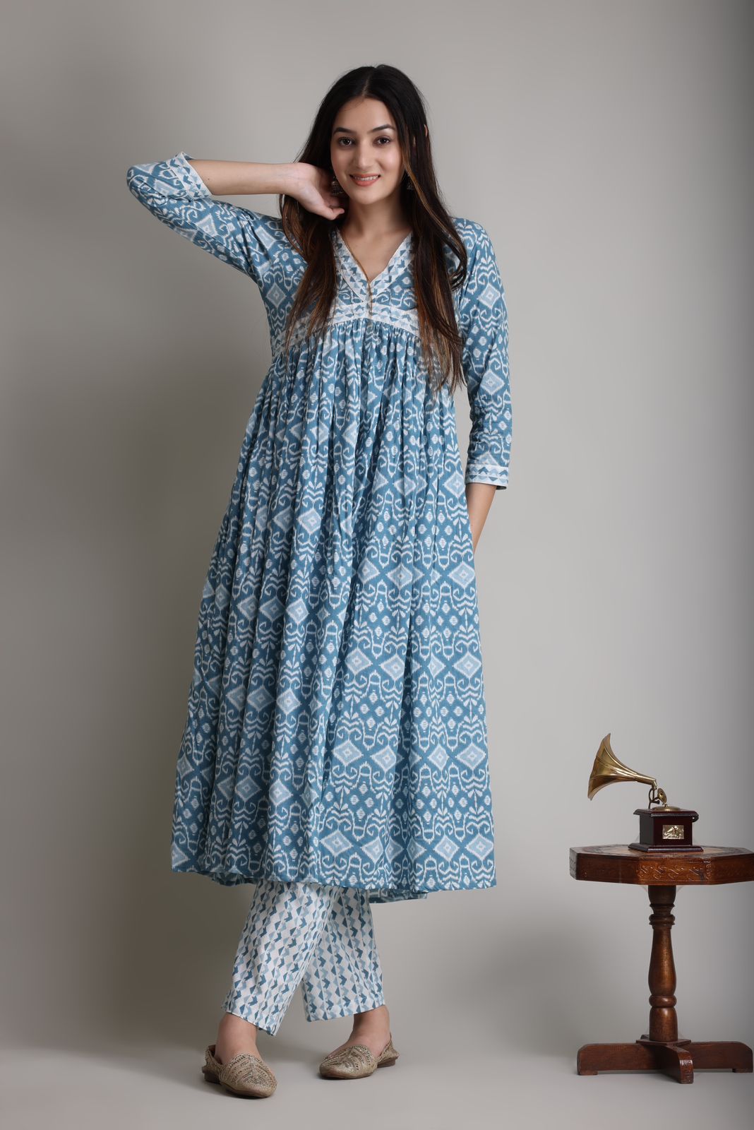 cotton printed kurti pant set