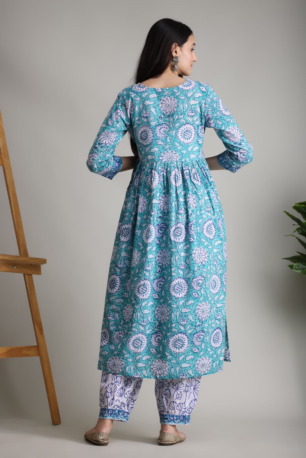 cotton printed kurti pant set