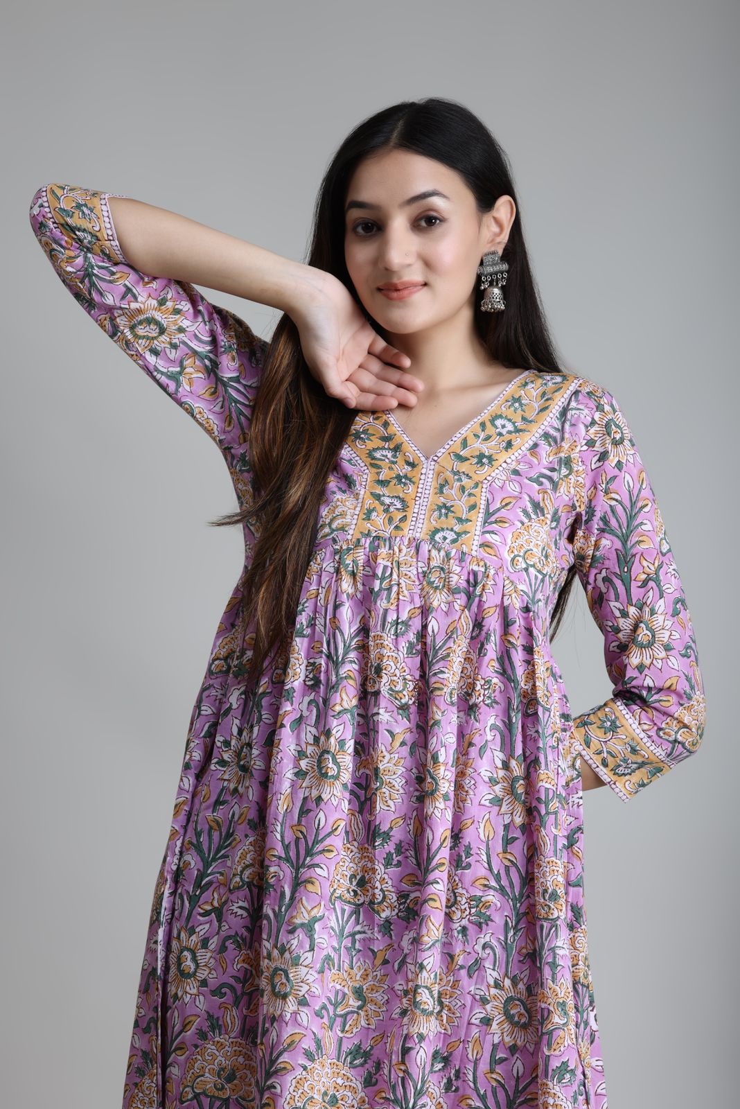cotton printed kurti pant set