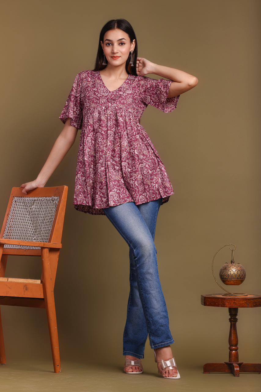 Cotton Printed Short Kurti – jaipurvastrakala