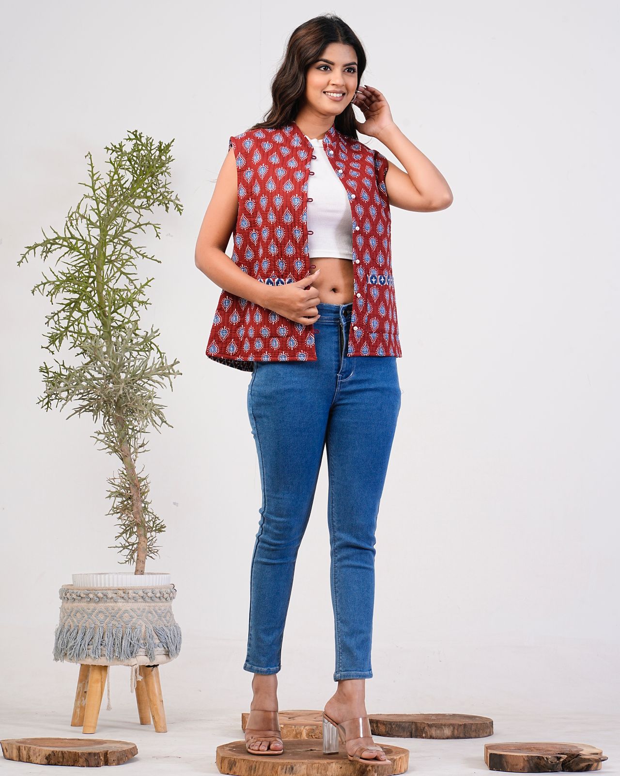 Brick Maroon Reversible Half Jacket