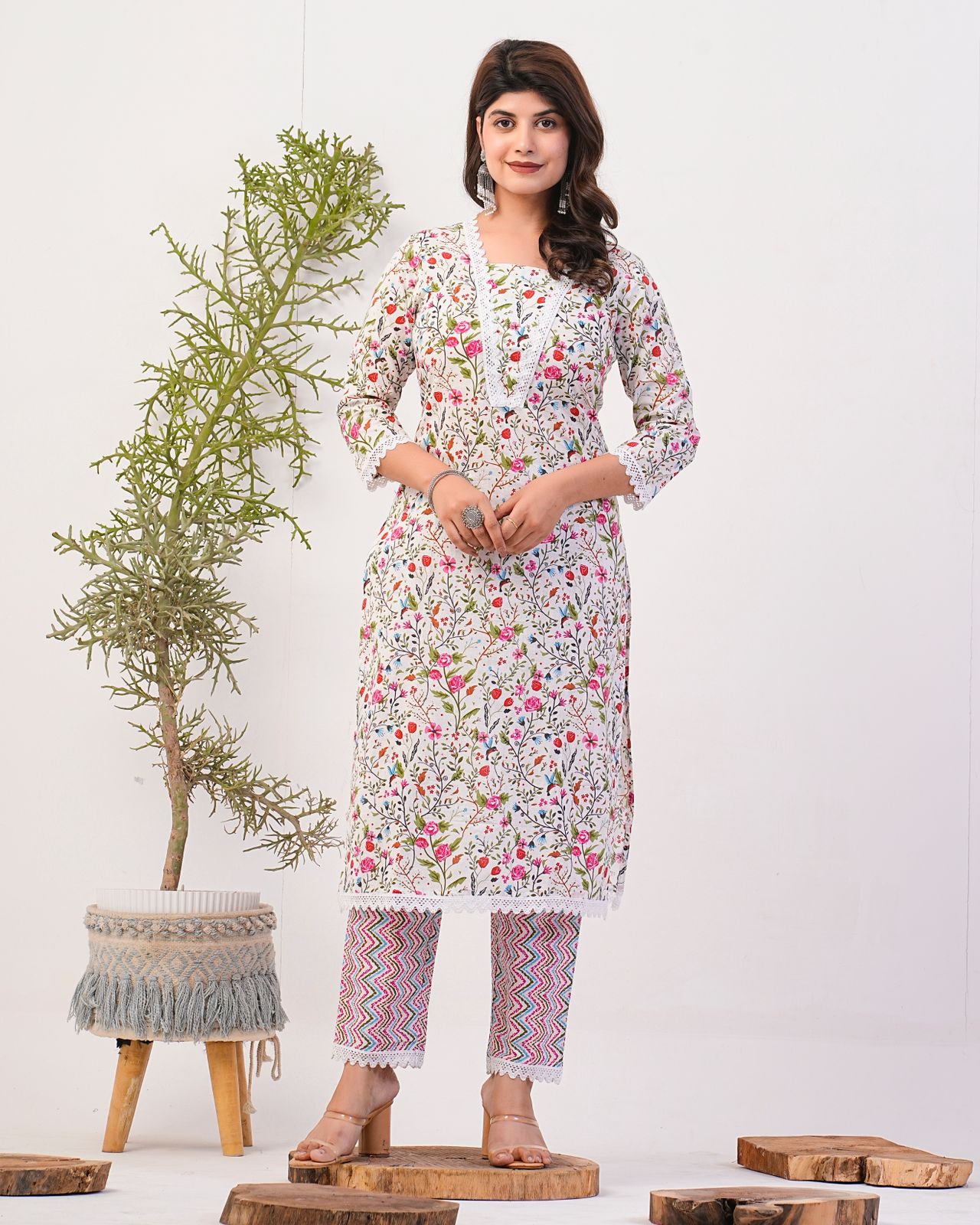 cotton printed kurti pant set