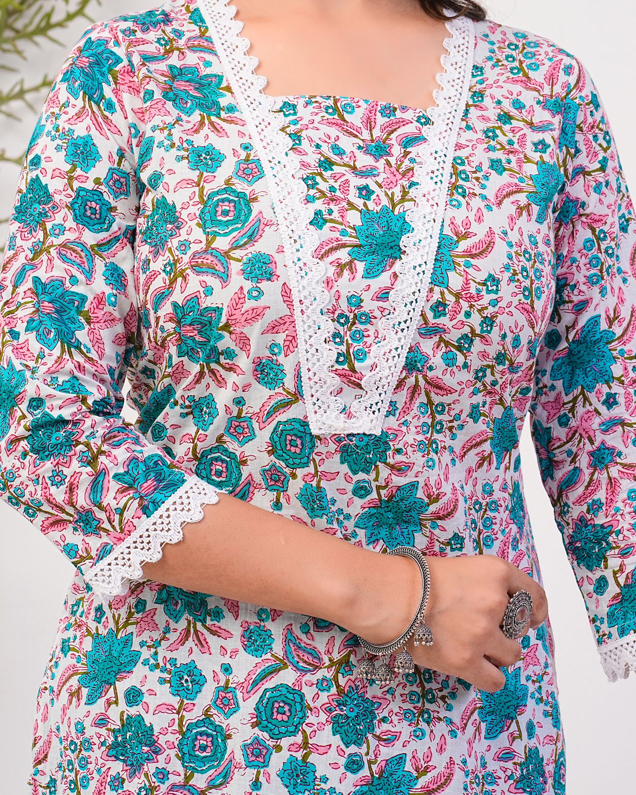 cotton printed kurti pant set