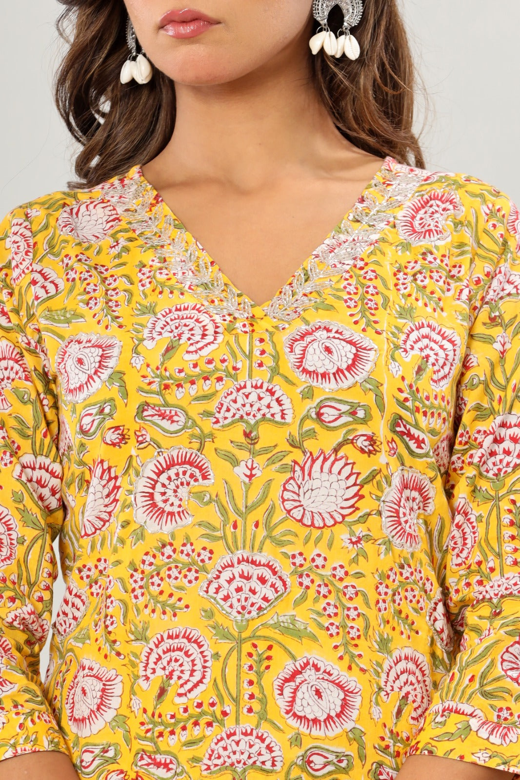 cotton printed kurti pant set