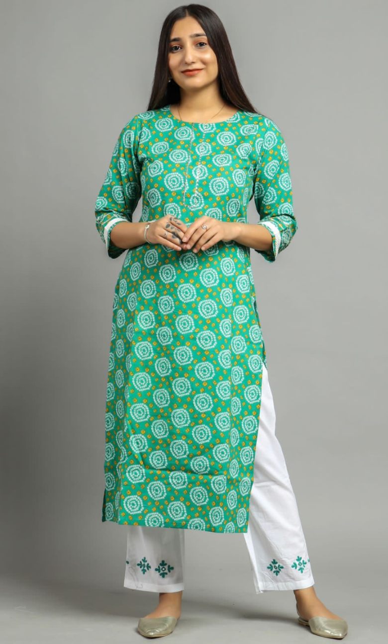 cotton printed kurti pant set