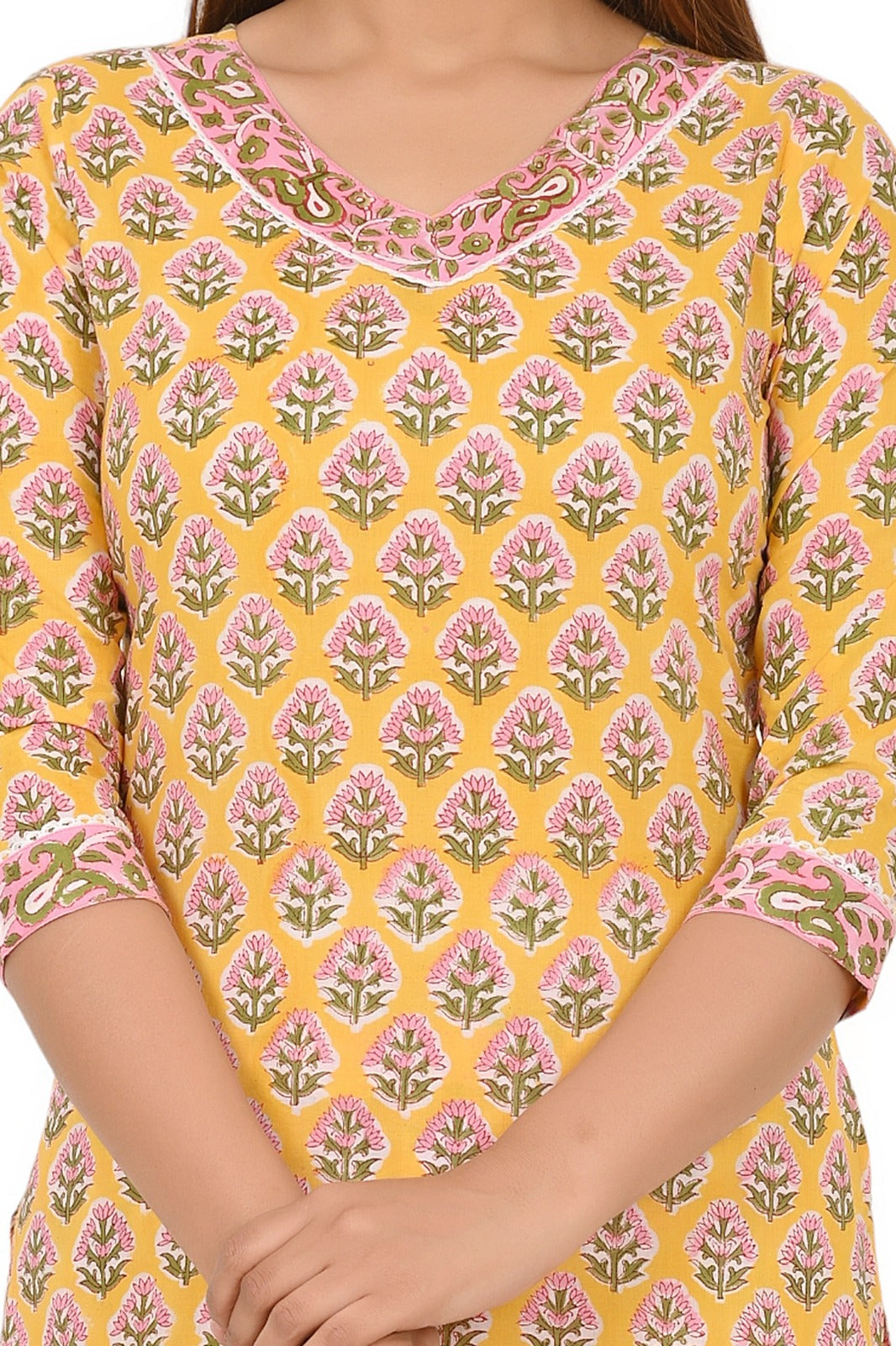 cotton printed kurti pant set