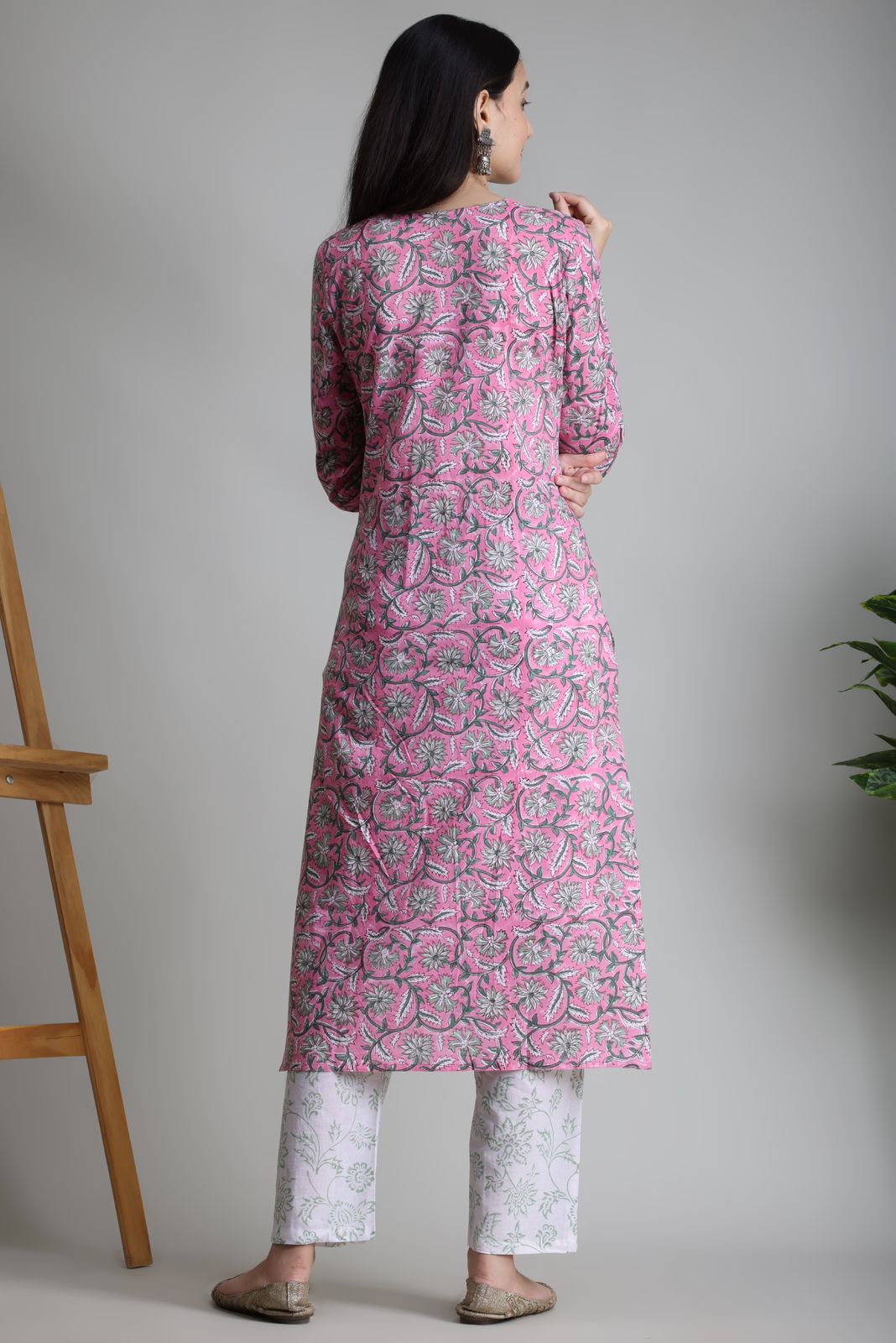 cotton printed kurti pant set