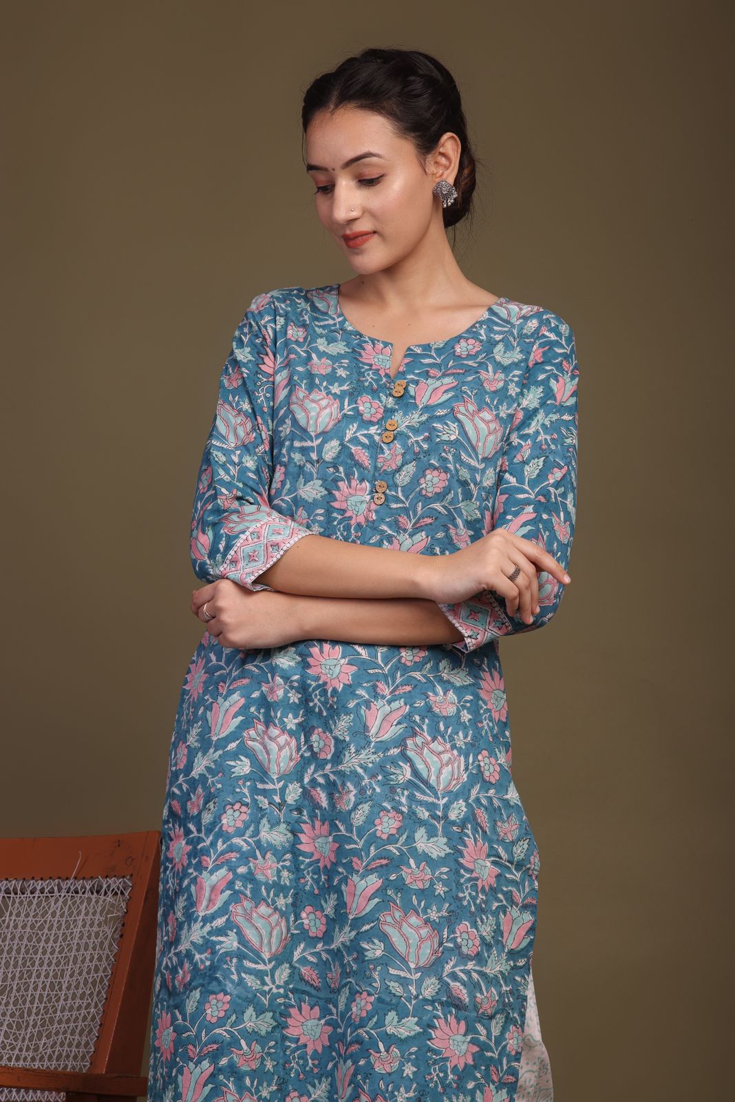 cotton printed kurti pant set