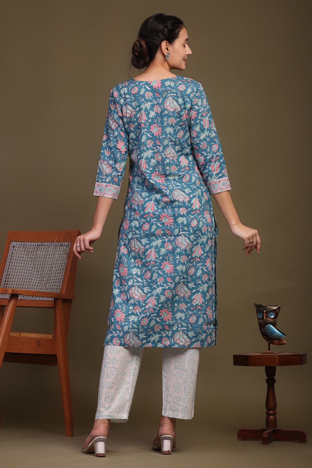 cotton printed kurti pant set