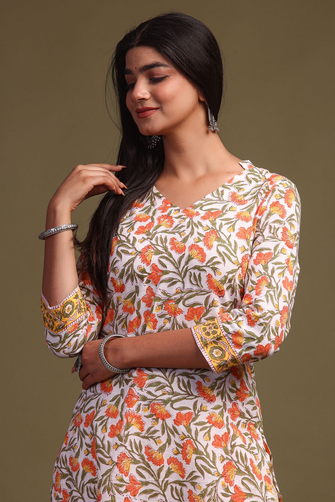 cotton printed kurti pant set