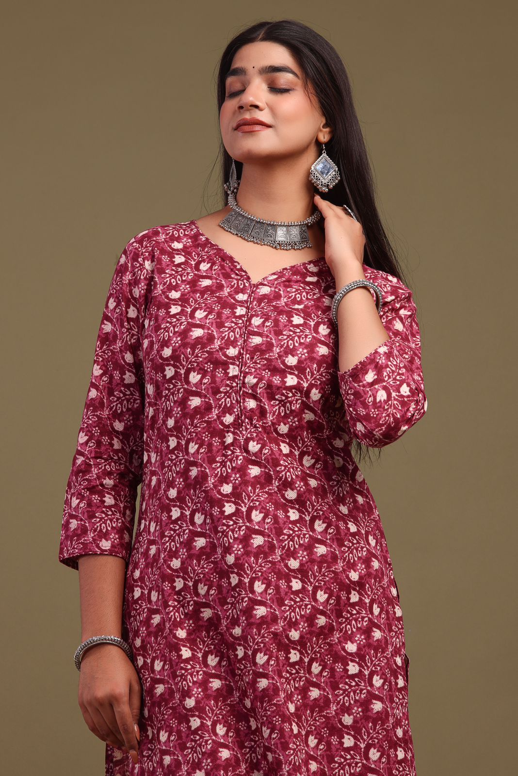 cotton printed kurti pant set
