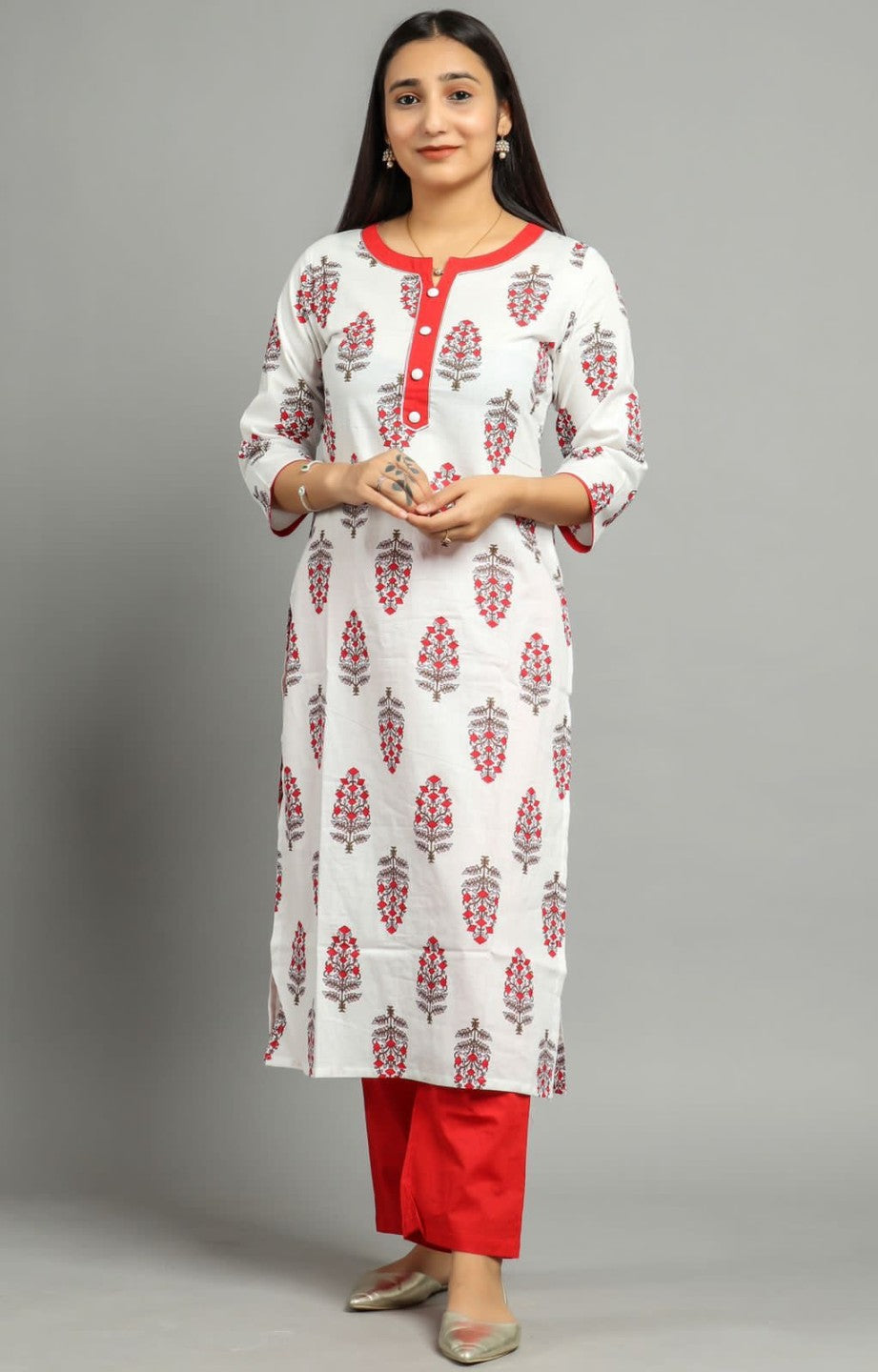 cotton printed kurti pant set