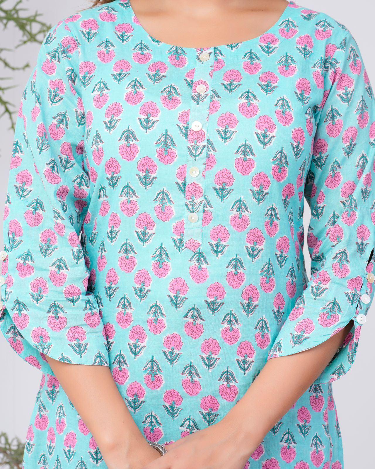 cotton printed kurti pant set