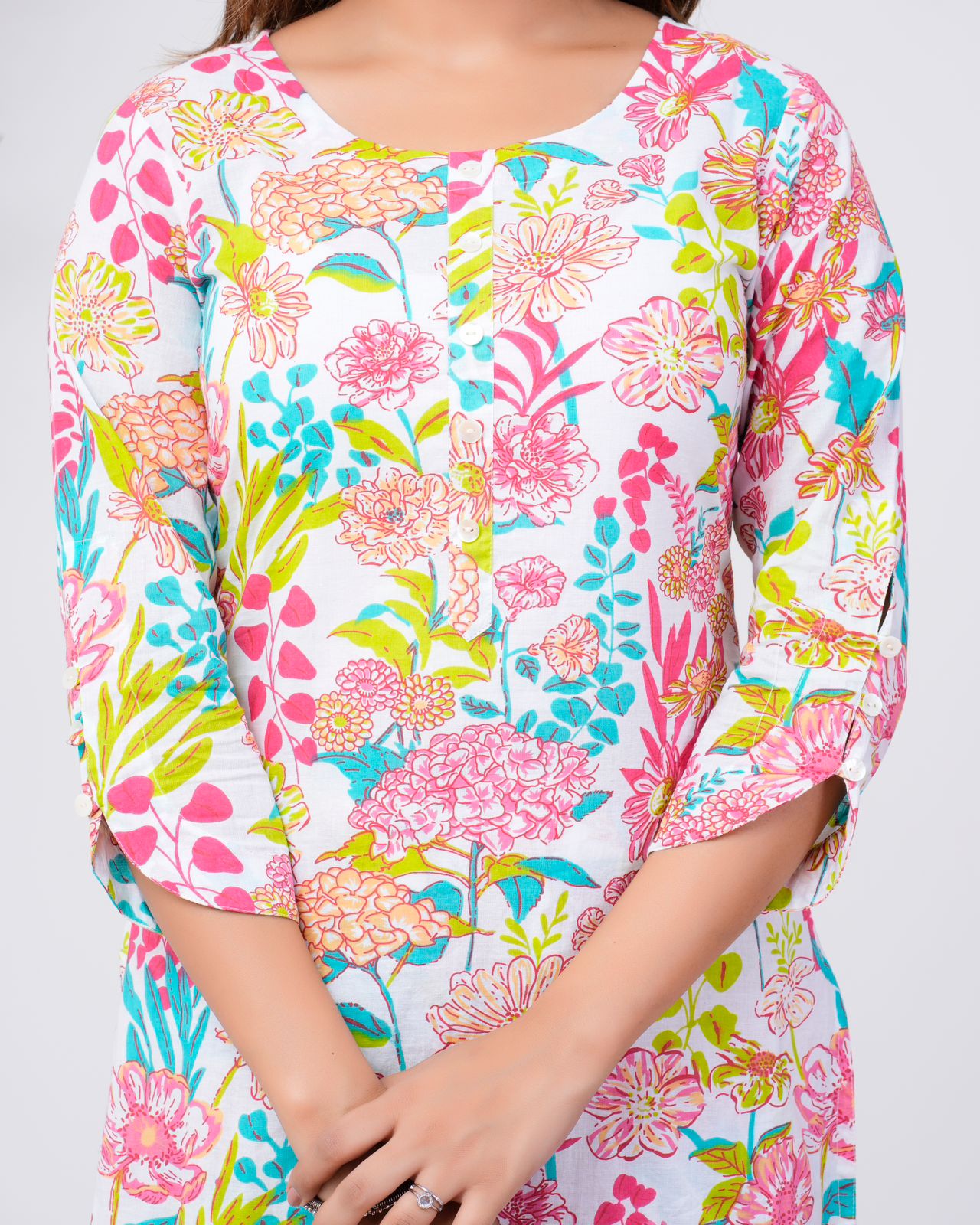 cotton printed kurti pant set