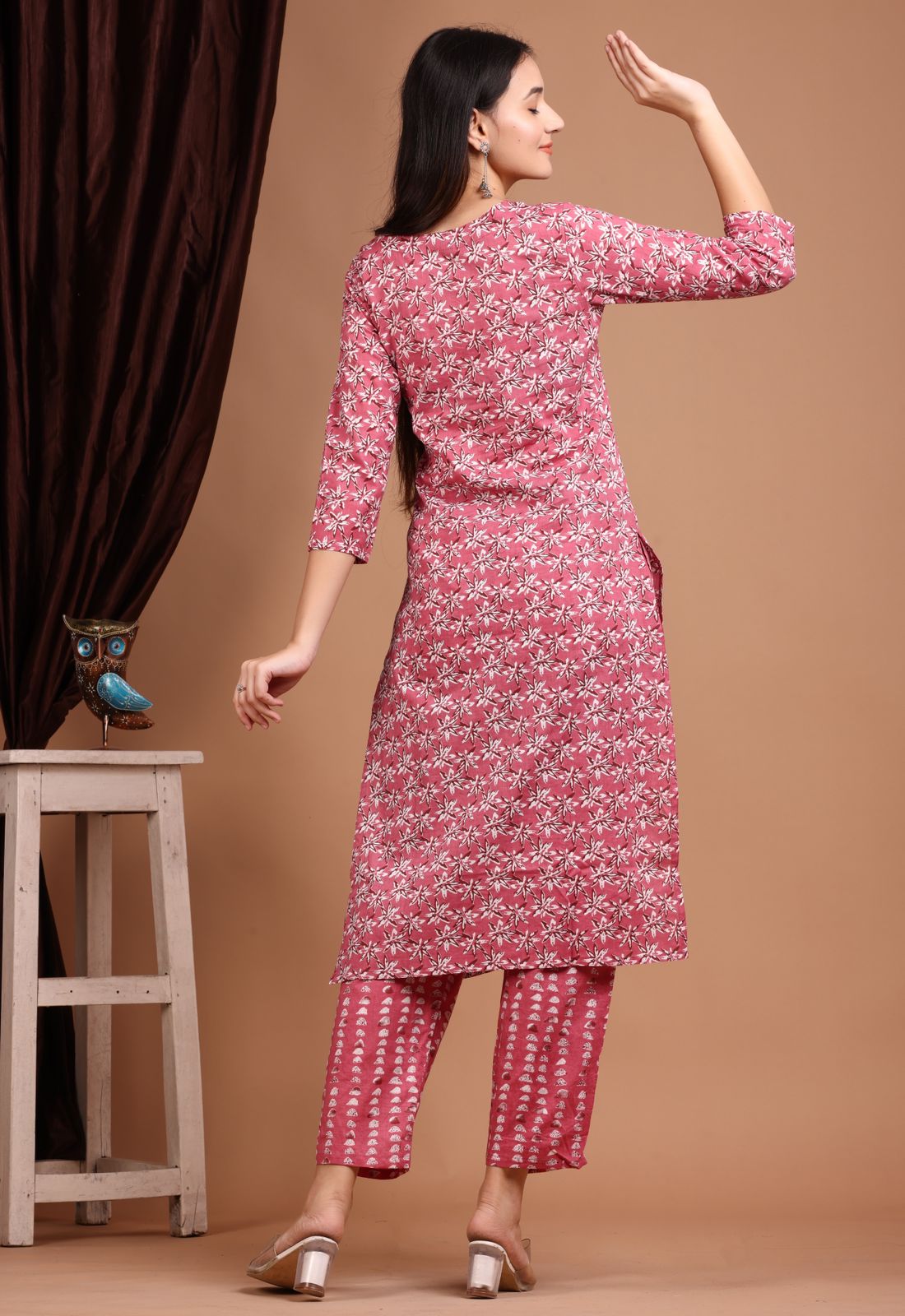cotton printed kurti pant set