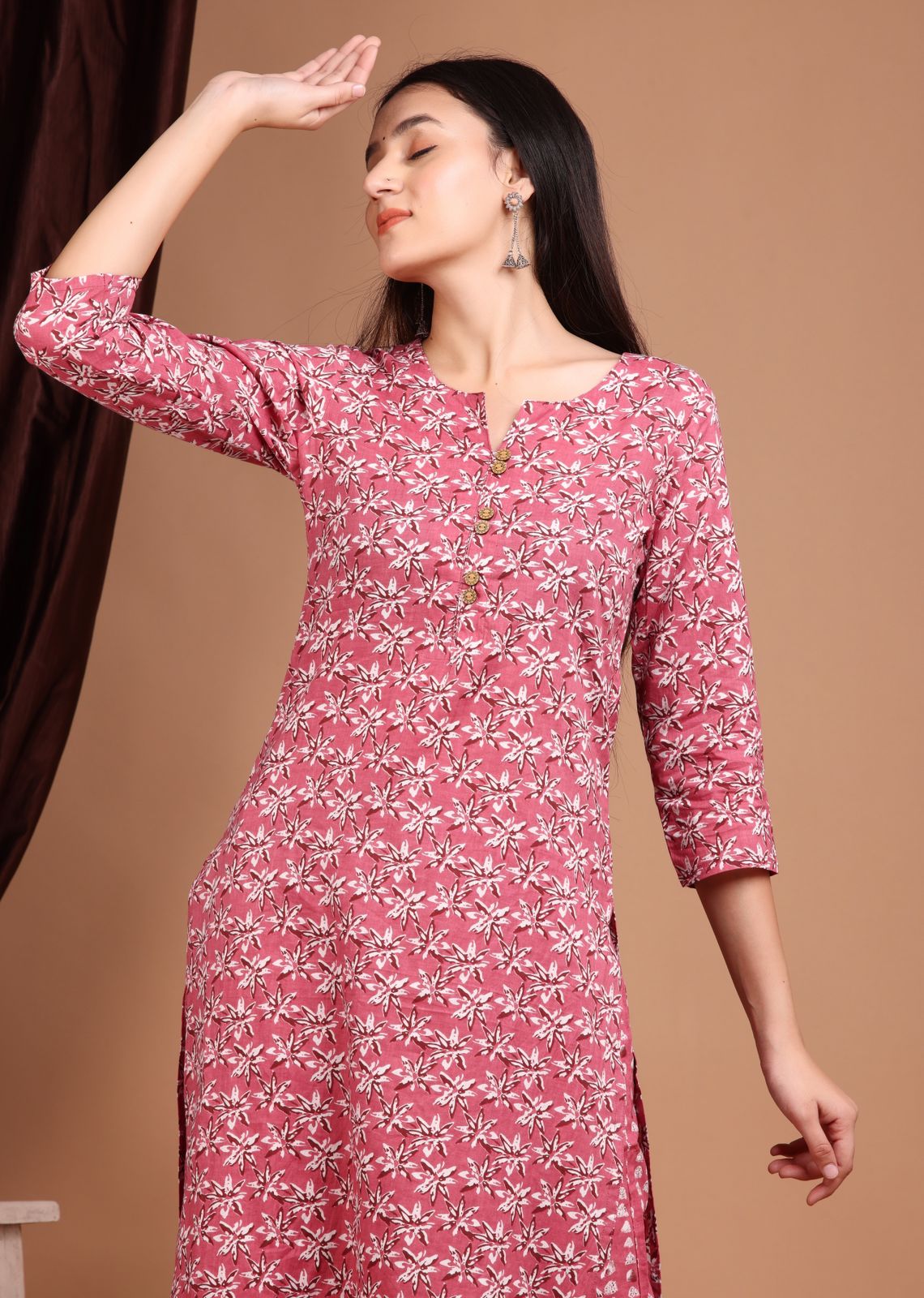cotton printed kurti pant set