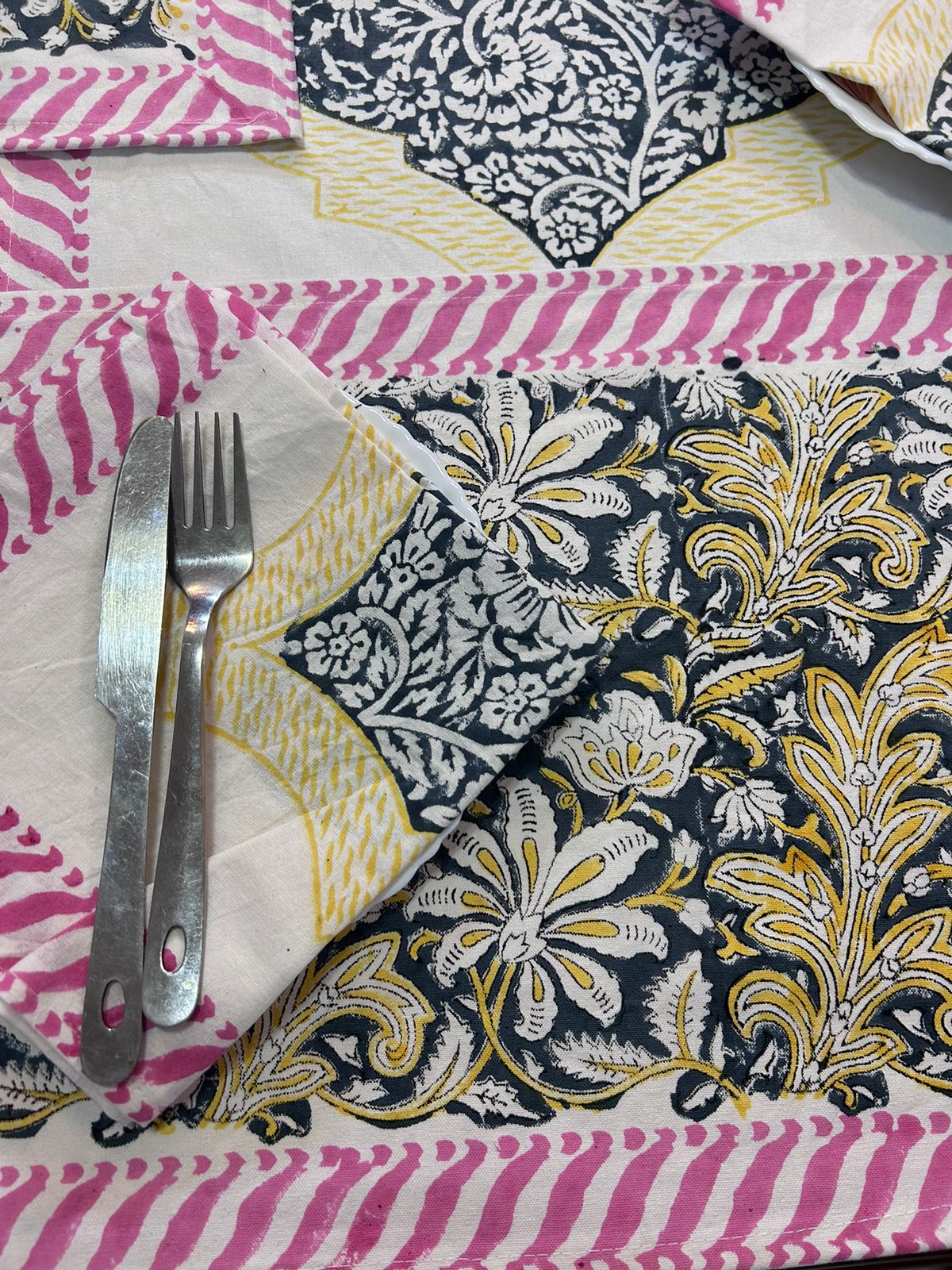 Hand Block Printed Dining Mat Set