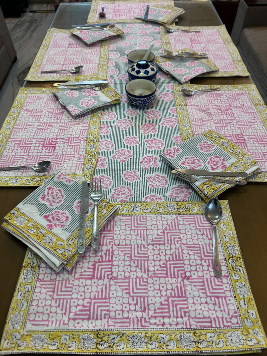 Hand Block Printed Dining Mat Set