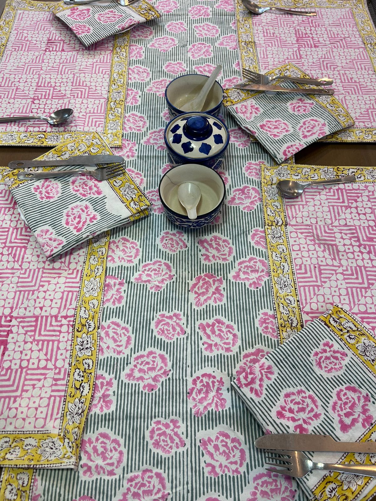 Hand Block Printed Dining Mat Set