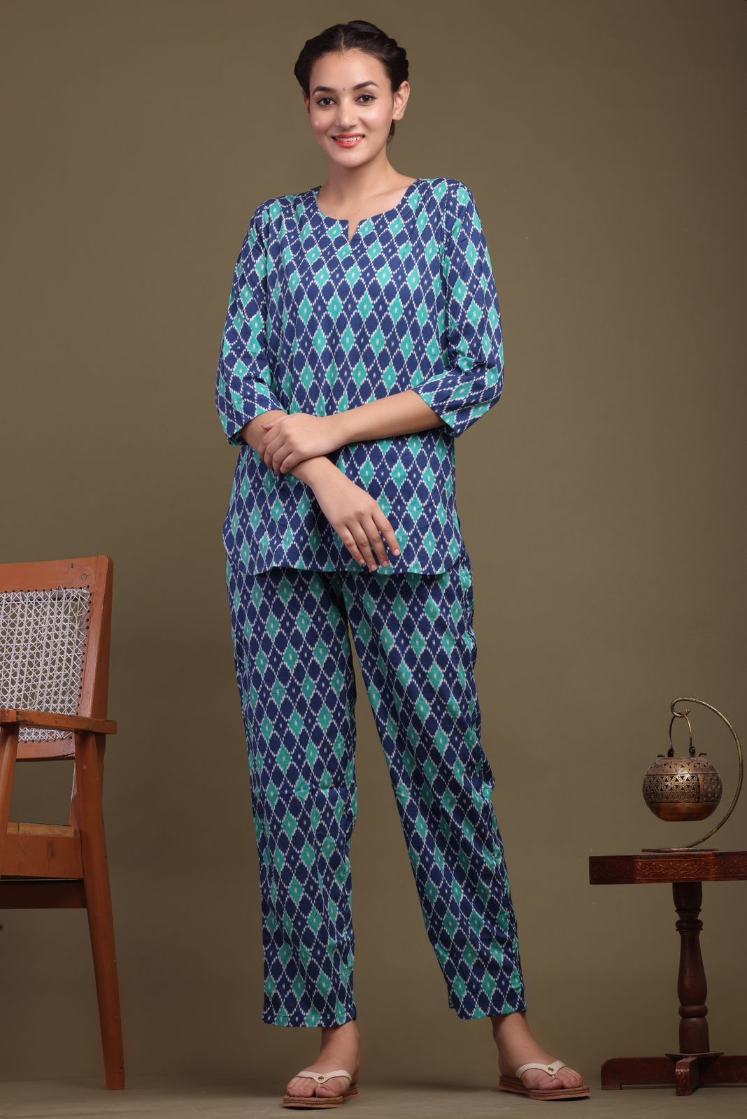 cotton printed night suit set