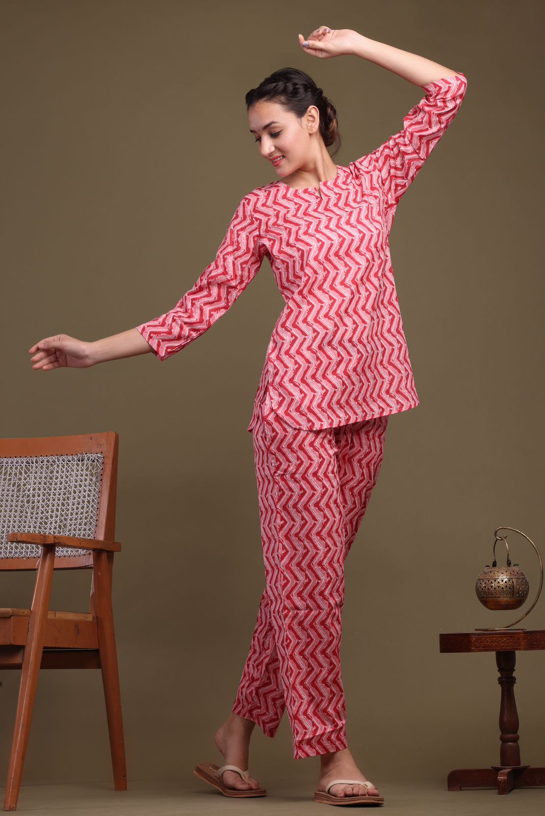 cotton printed night suit set