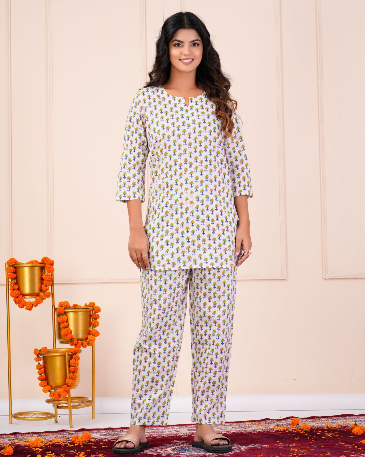 cotton printed night suit set