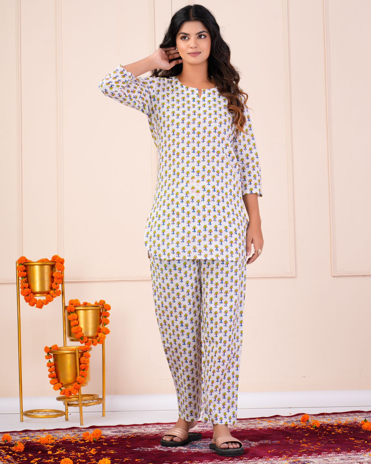 cotton printed night suit set
