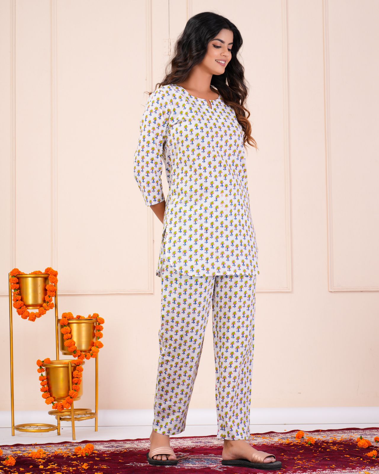 cotton printed night suit set