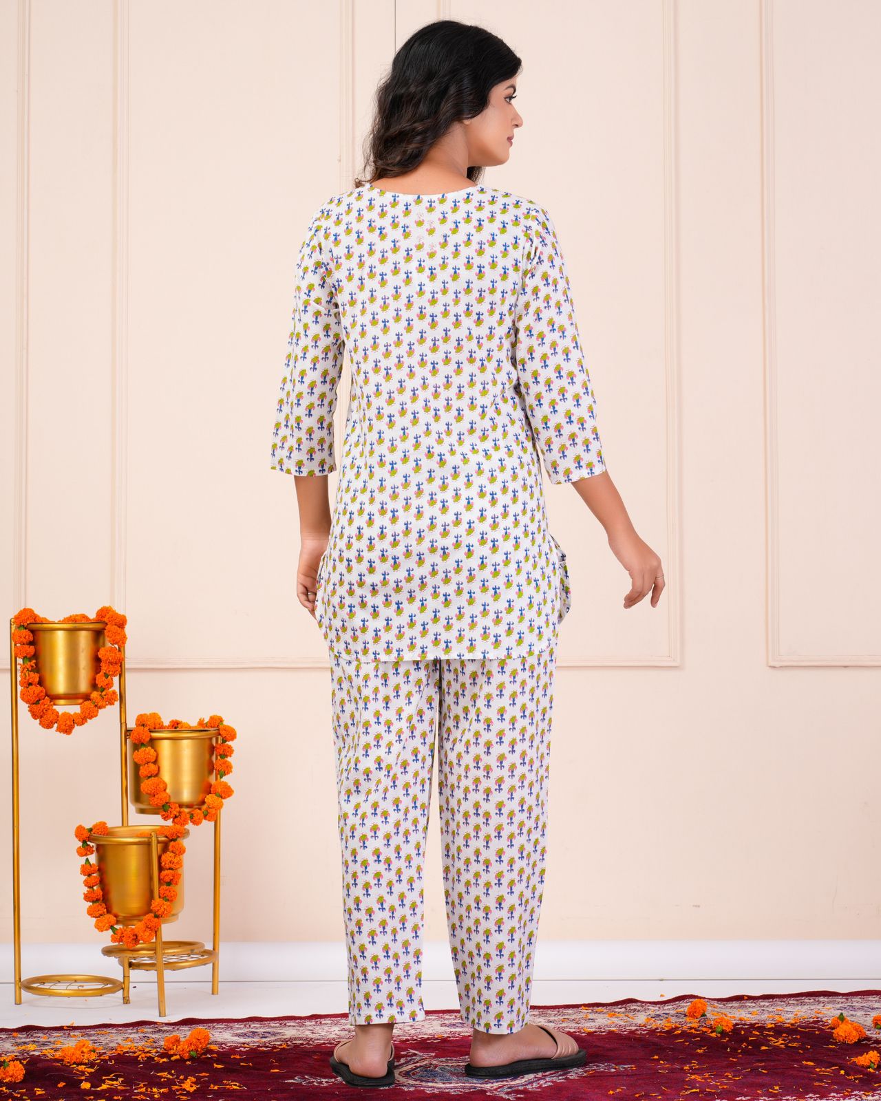 cotton printed night suit set