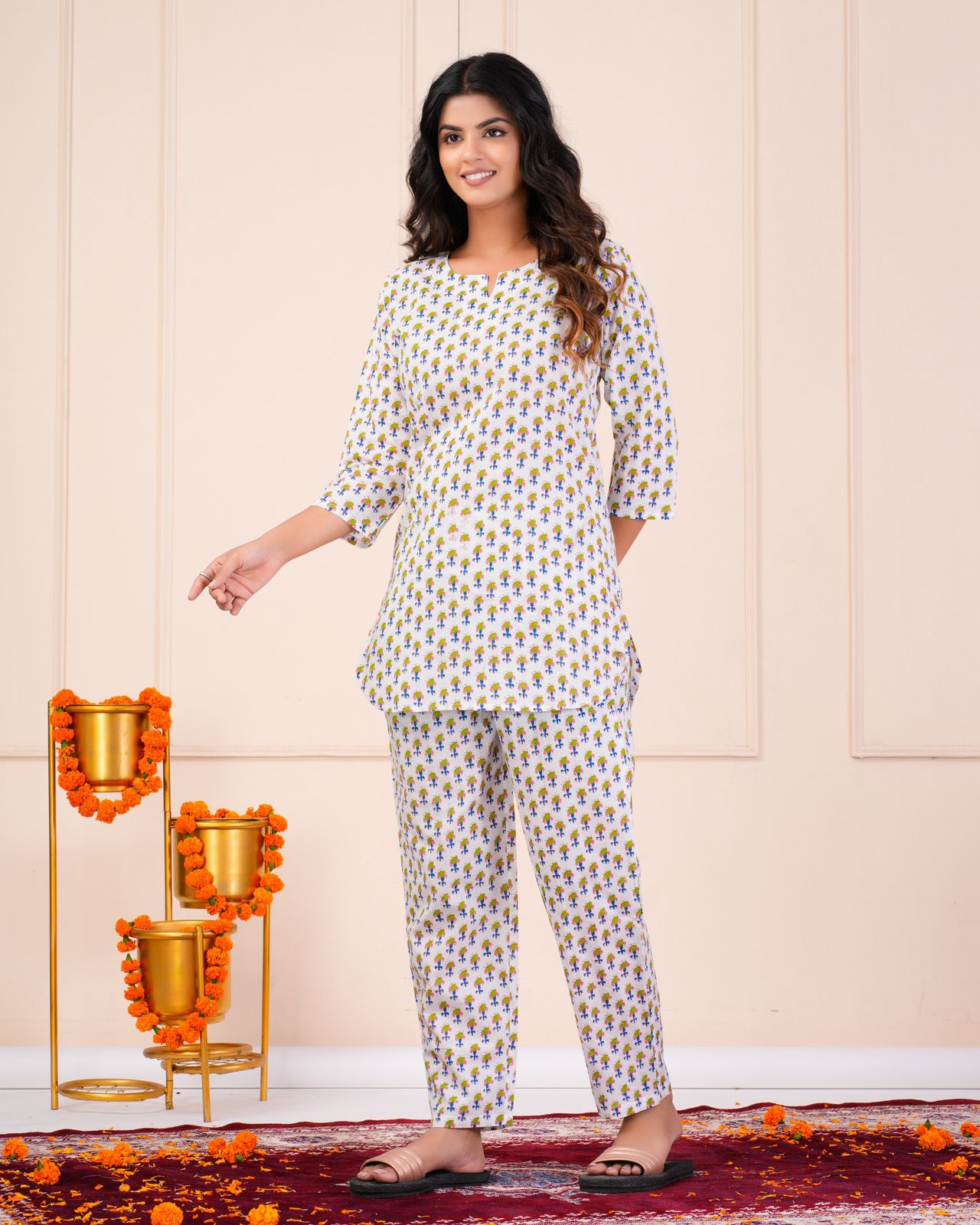 cotton printed night suit set
