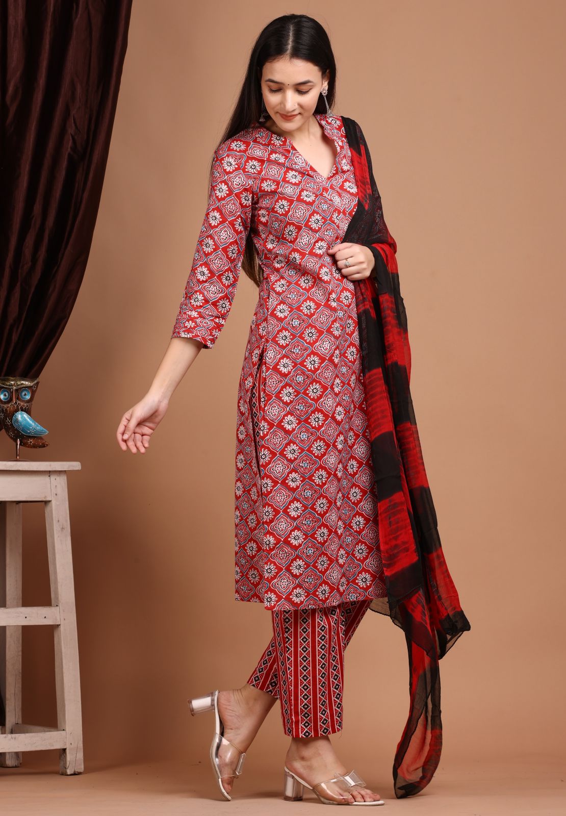 hand block printed kurta set with dupatta
