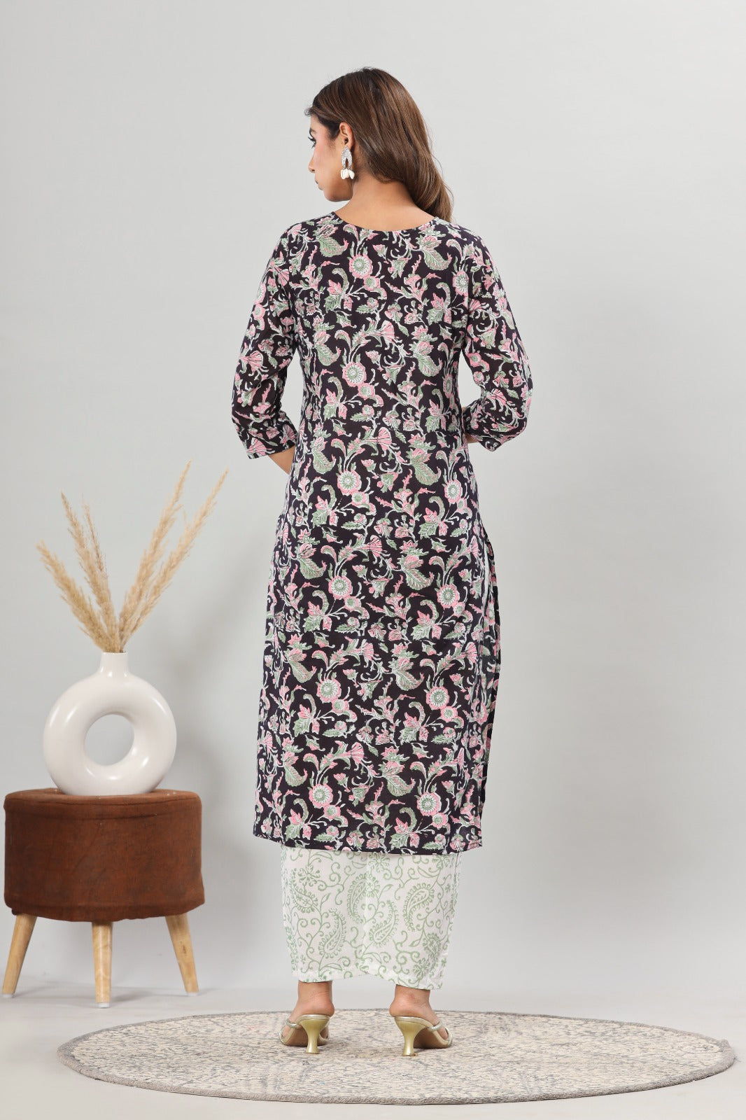 Black Orchid Cotton Dupatta Suit