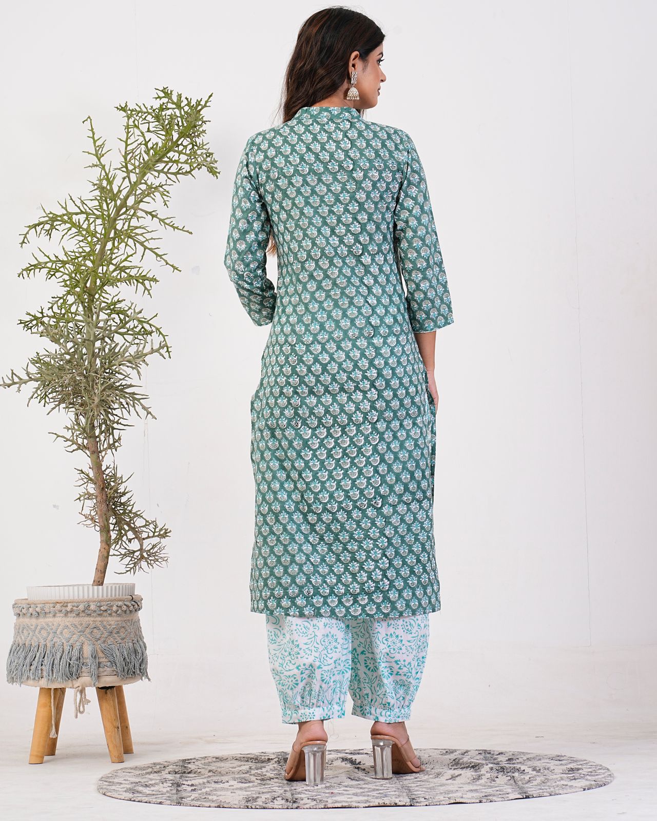 hand block printed kurta set with dupatta