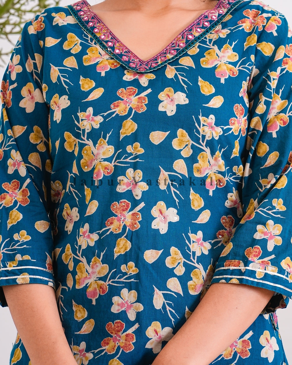 Turquoise Petal Kota Doriya Dupatta Suit