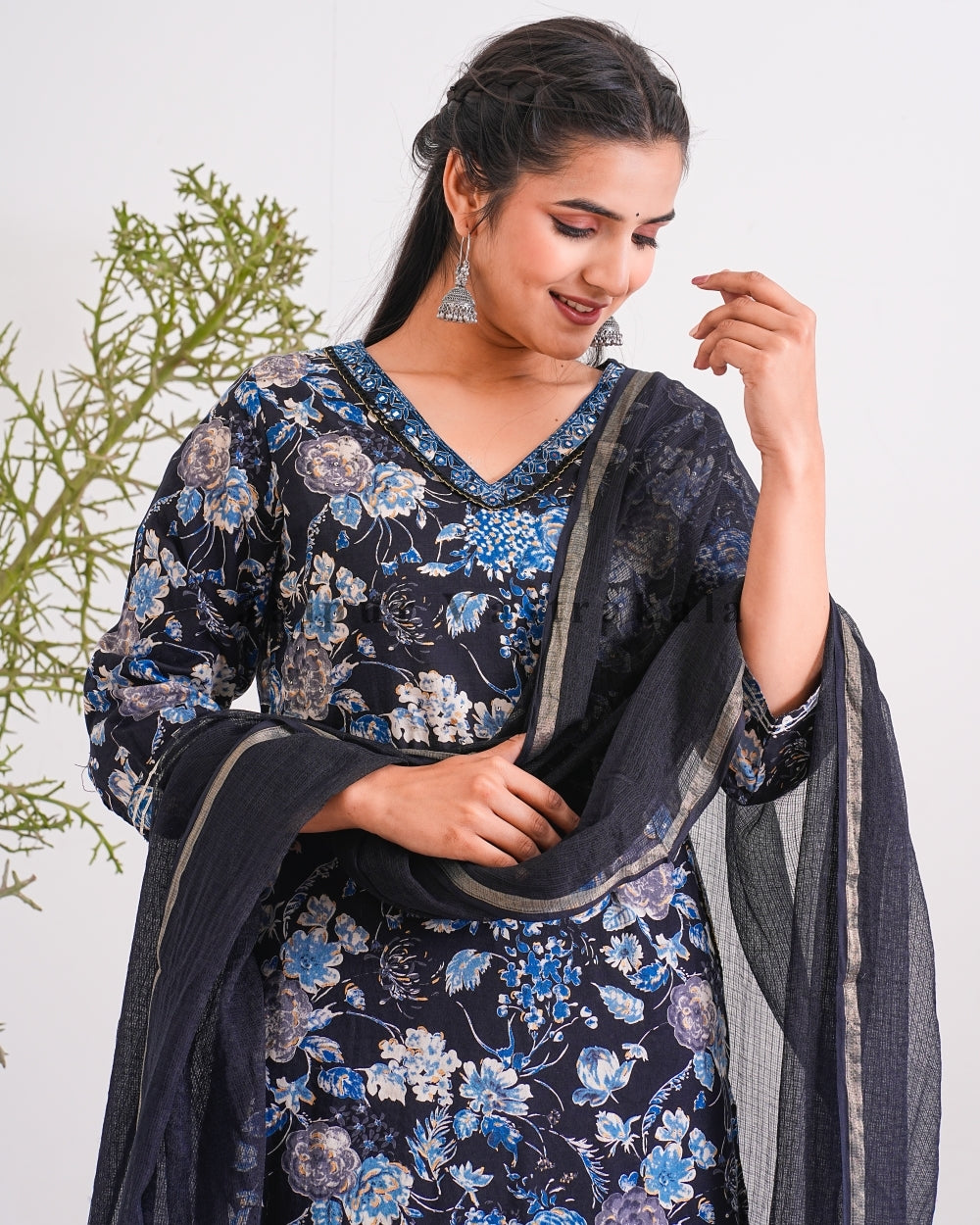 Twilight Black and Blue Kota Doriya Dupatta Suit