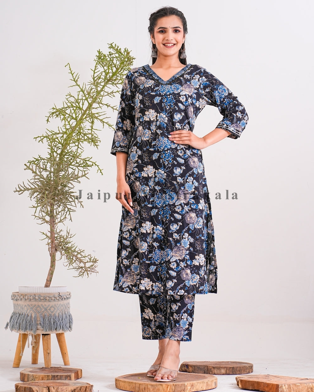 Twilight Black and Blue Kota Doriya Dupatta Suit